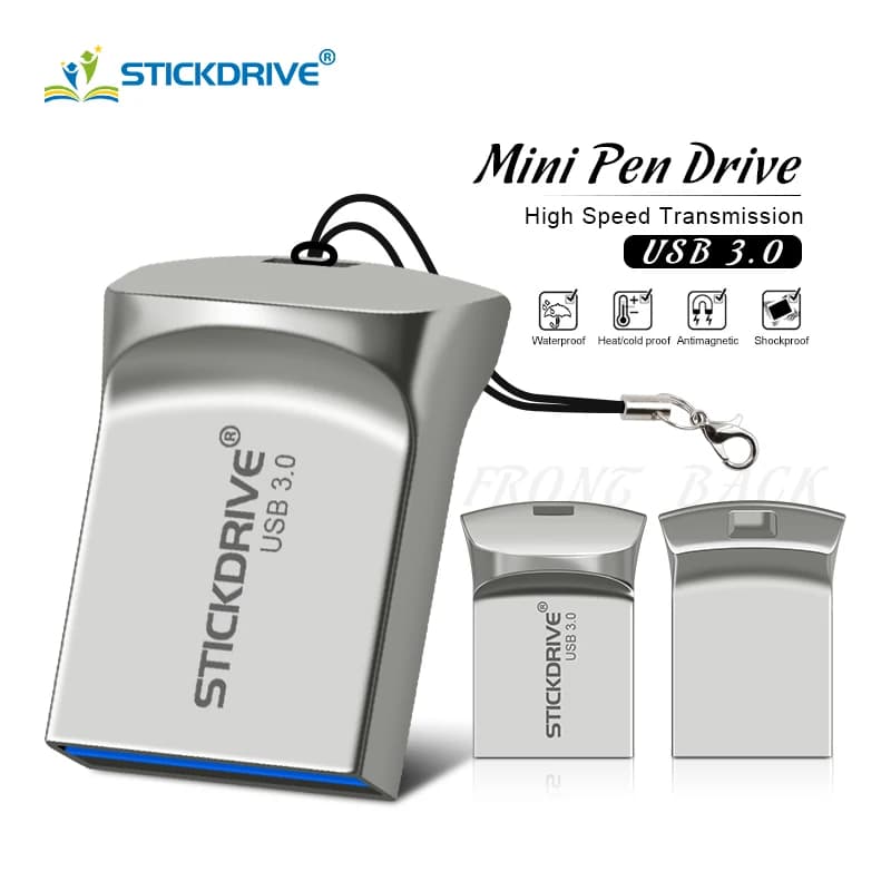 Chiavetta USB 3.0 Pen Drive da 16 GB 64 GB 32 GB Mini Memory Stick in metallo Dispositivi di archiviazione disco Flash U ad alta velocità da 128 GB
