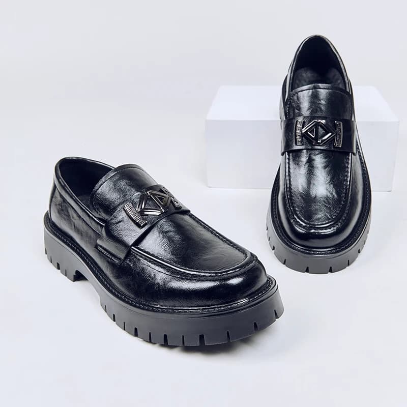 Scarpe Oxford da Uomo con Aumento di Altezza di 5cm, Mocassini Formali in Pelle con Suola Spessa, Comode per Ufficio e Business