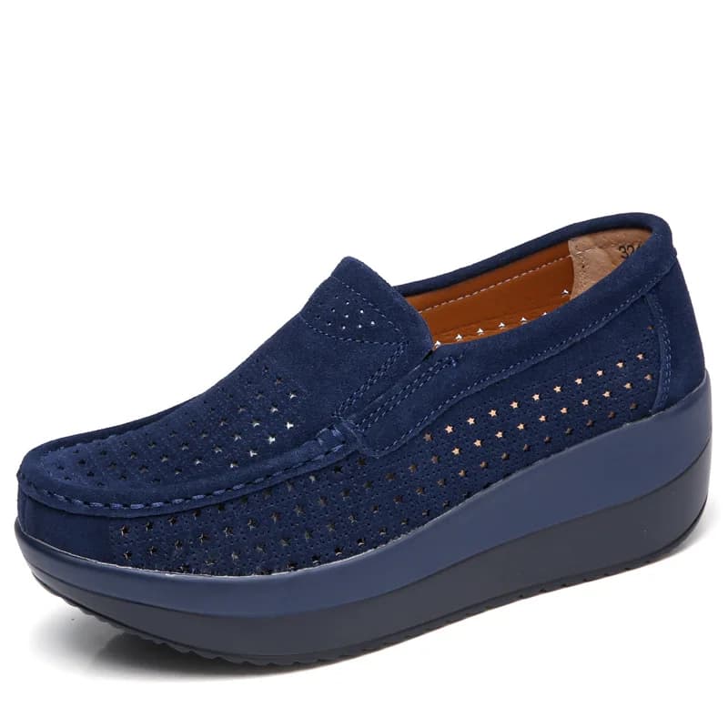Scarpe da donna con plateau Scarpe da ginnastica basse Scarpe casual da donna in pelle scamosciata Slip On Flats Tacchi Creepers Mocassini