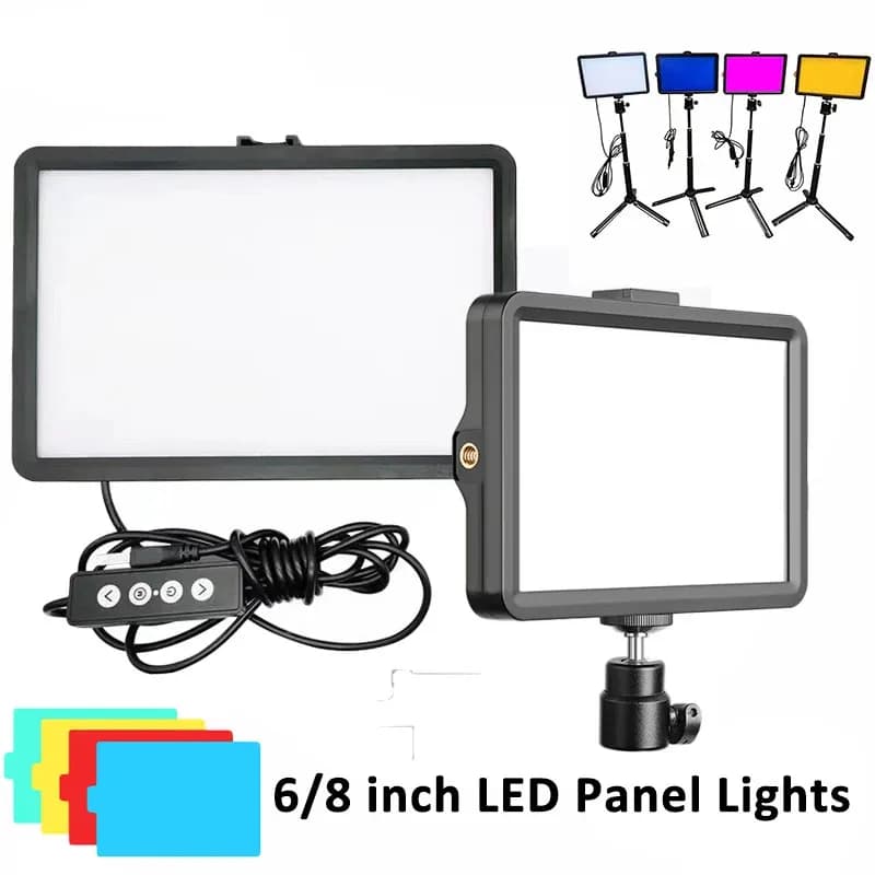Luce di riempimento video dimmerabile per selfie con luce video da 6/8 pollici per studio fotografico Lampada di riempimento per streaming live senza supporto per treppiede