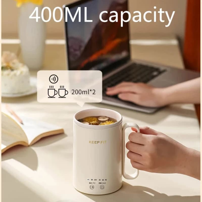 Portable Travel Electric Kettle Mini 400ml Thermal Water Heating Cup Teapot 300W Milk Heater Caldaia Ceramic Polish Liner
