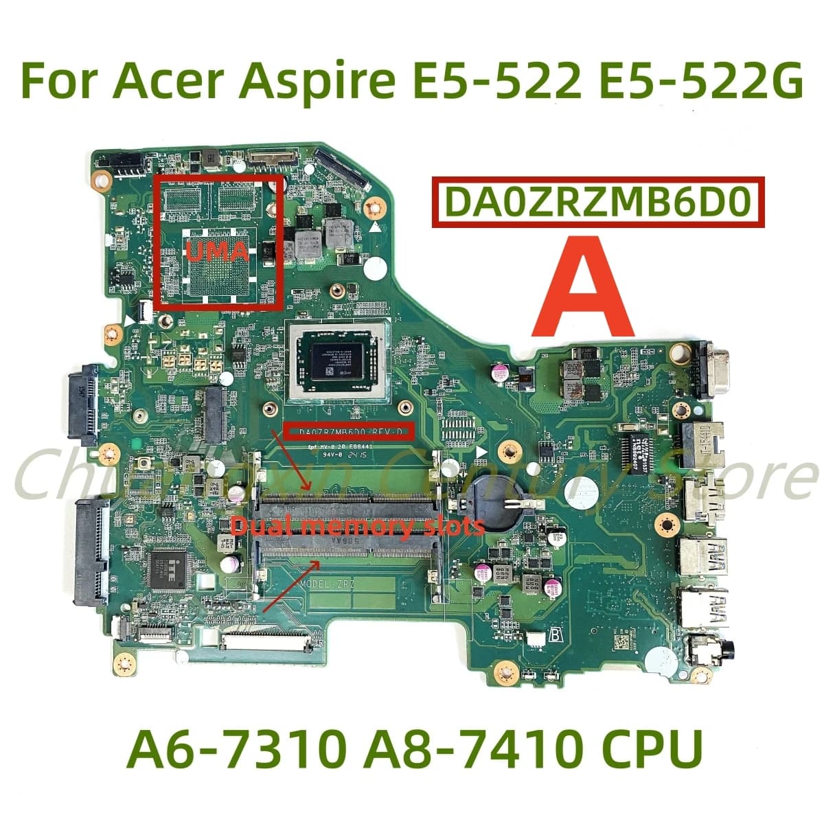Scheda madre DA0ZRZMB6D0 adatta per laptop Acer Aspire E5-522 E5-522G con CPU A6-7310 A8-7410 A10-8700P Testata al 100% Lavoro completo