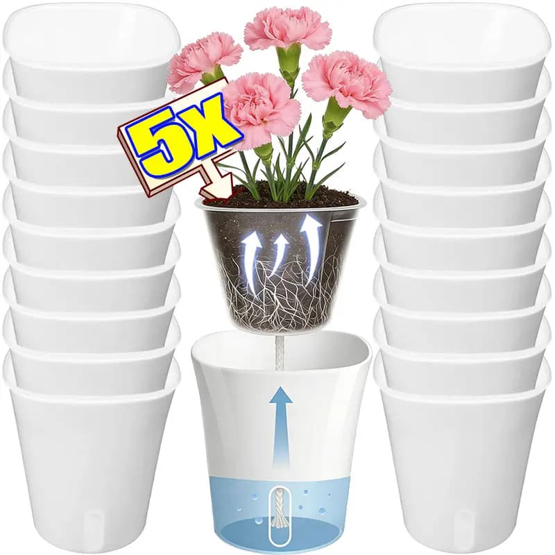 Transparent Double Layer Self Watering Flower Pots Inner Pot Self Absorbing Moisture Herb Seeds Germination Home Garden Supply