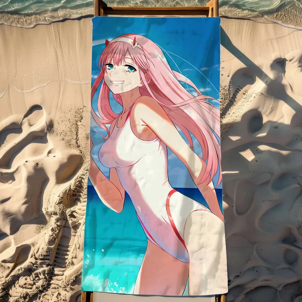Anime Z-Zero Two D-Darling In The F-Franxx Beach Towel Swimming Pool Gym Towels Bathroom For Home Spa Playa Baby Travel Sauna