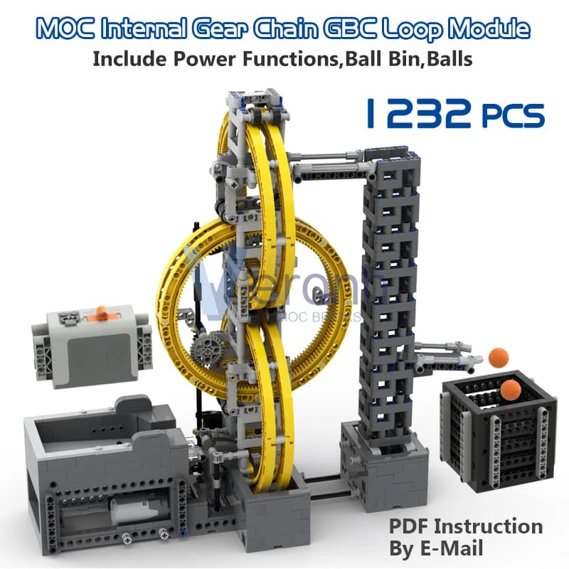 Catena dentata interna creativa Modulo GBC MOC Building Blocks Contrappatore a sfera con kit PF Giocattoli elettrici in mattoni ad alta tecnologia