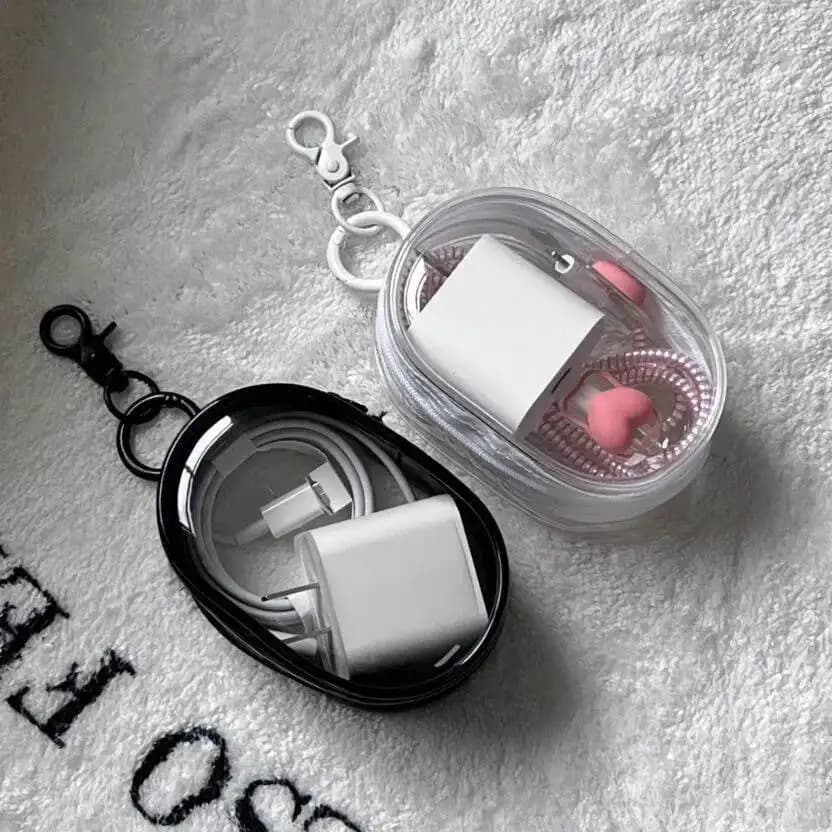 Transparent storage bag for data cable, earphones, power bank, charger, storage bag for portable travel
