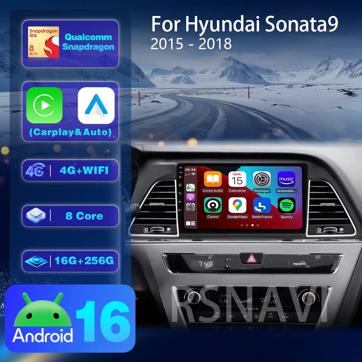 Android 16 Carplay Auto Car Radio Multimedia Player For Hyundai Sonata 7 LF 9 2014-2017 Autoradio Stereo BT video Wireless DVD