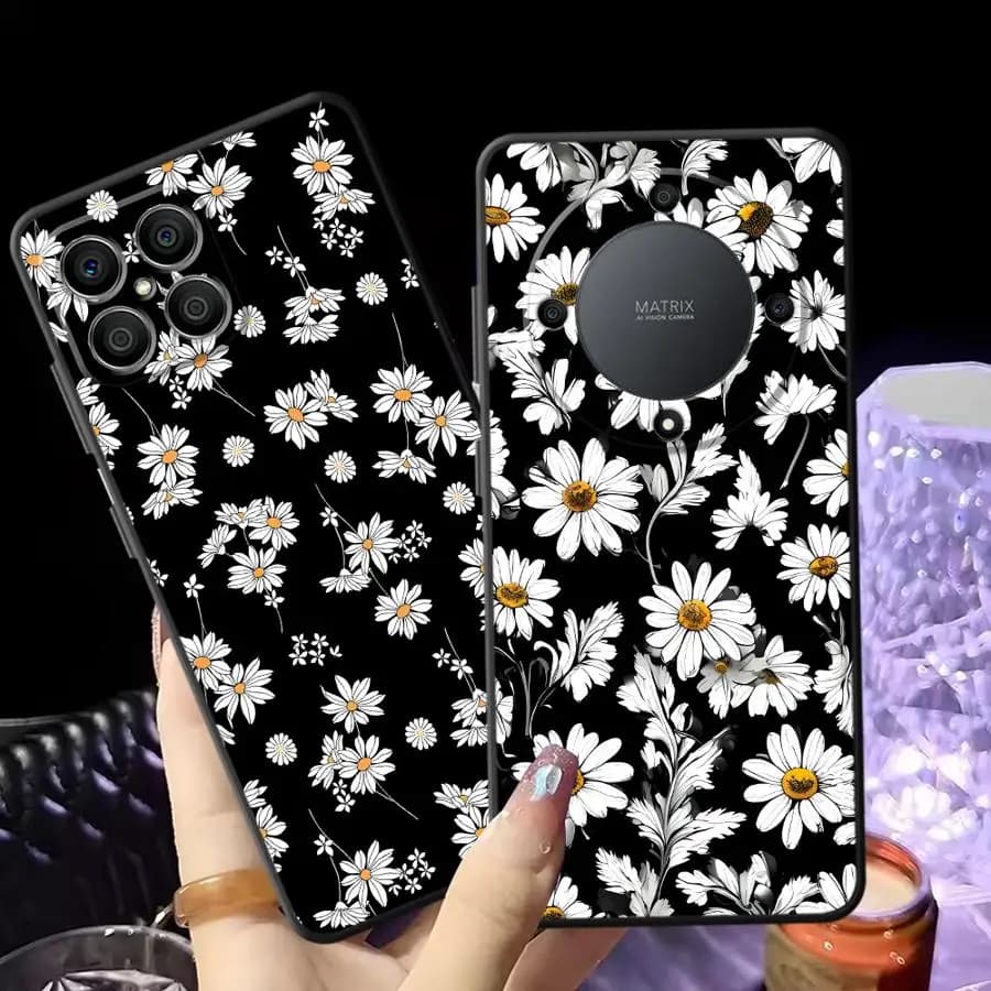 Funda Phone Cover Case for Honor X6 X5b X9a X8 200 400 Lite 70 90 8X Magic5Lite X7 Monochrome Daisy