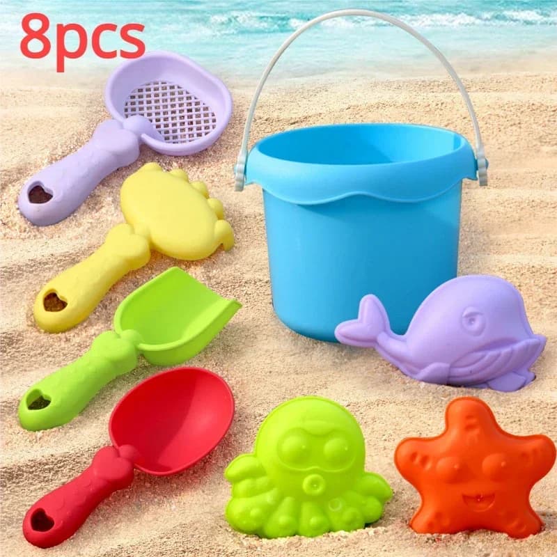 Set di Giocattoli da Spiaggia per Bambini, Kit per Giochi con Sabbia e Acqua con Secchio, Paletta, Rastrello, Annaffiatoio, Attrezzi Estivi per Sandbox all'Aperto per Bambini