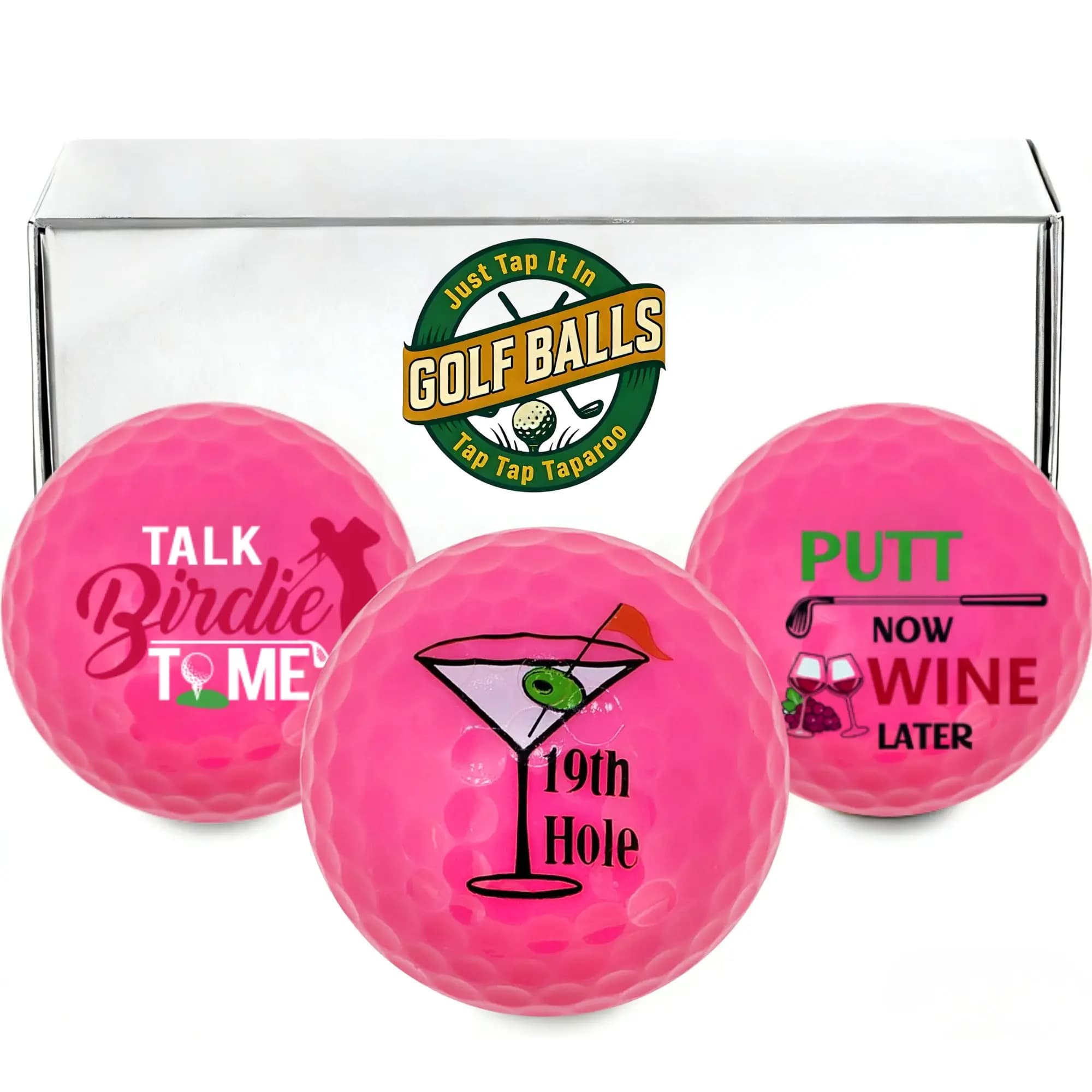 Regali originali per golfisti, 3 palline da golf rosa con confezione regalo, accessori fantastici per golfisti e regalo per la festa del papà