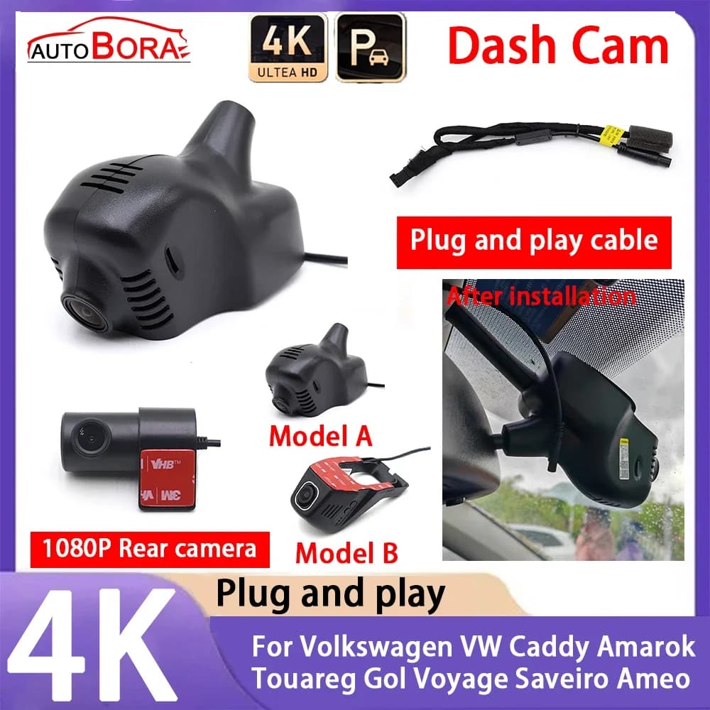 4K 2160P Plug and Play UHD Auto Dash Cam Night Vision Photographic Machine for Volkswagen VW Caddy Amarok Touareg Gol Voyage Saveiro Ameo