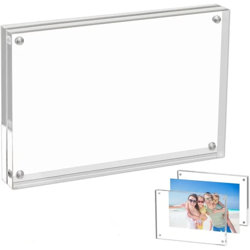 Modern Vertical Magnetic Photo Frame with Rectangular Acrylic Panel - Photo Door, Certificates, Installable Wedding Portraits
