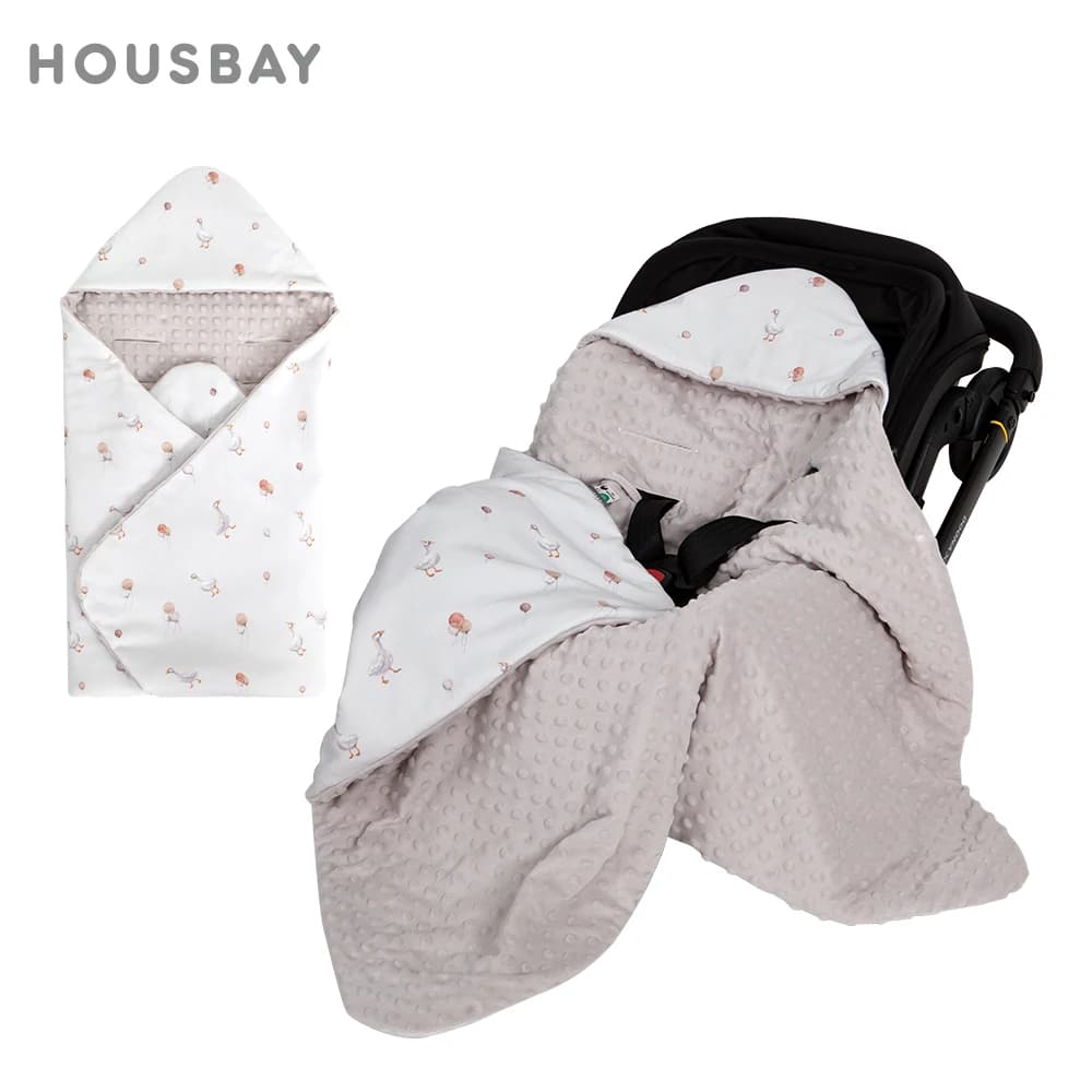 Infant Car Seat Blanket With Windproof Hooded 90*90Cm Double Sides Usable Autumn Winter Warm For Boys Girls Baby Blanket