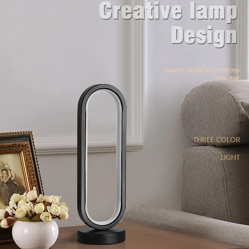 Lampada da Scrivania LED Portatile Alimentata USB, Dimmerabile a 3 Colori, Lampada da Comodino a Forma di Anello, Luce per Lettura Salva-Vista per Camera da Letto
