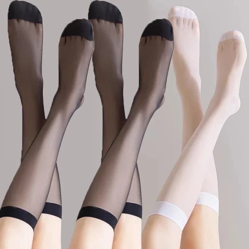 Calzini di seta Lolita Calzini al ginocchio Calzino cosplay JK per donne Ragazze Calzino lungo bianco nero trasparente Calze ultrasottili in nylon estivo