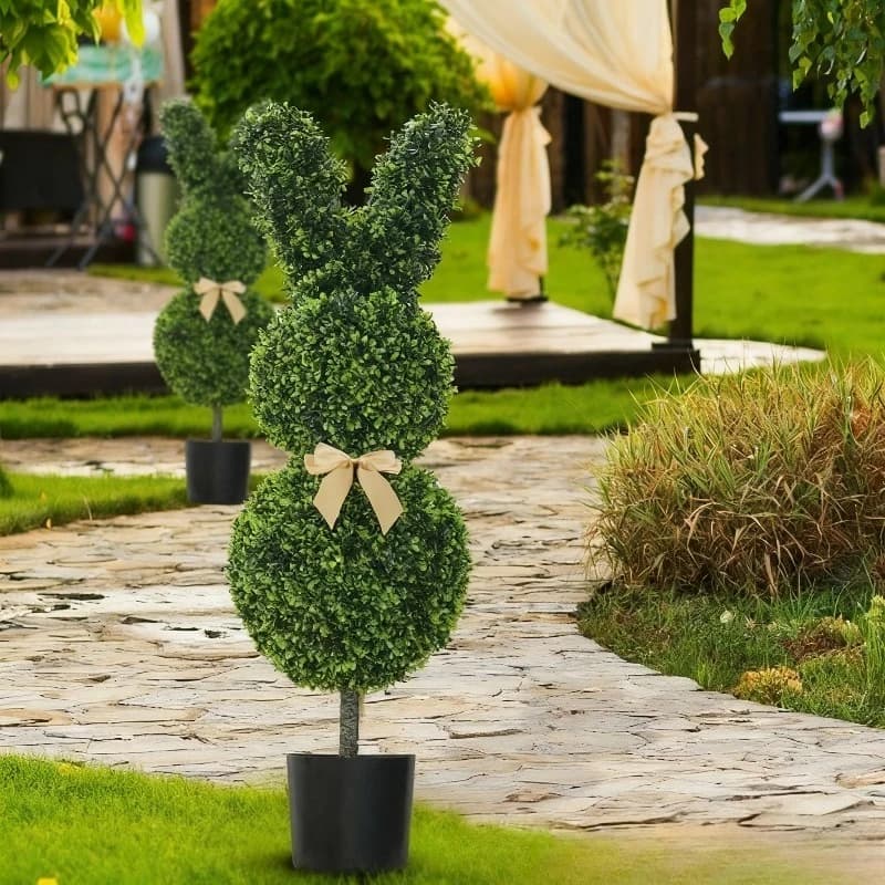 1/2 Pezzi Decorazione da Giardino a Forma di Coniglio Pasquale 50 cm, Pianta Artificiale per Cortile, Veranda, Prato, Accessori per Paesaggistica Esterna