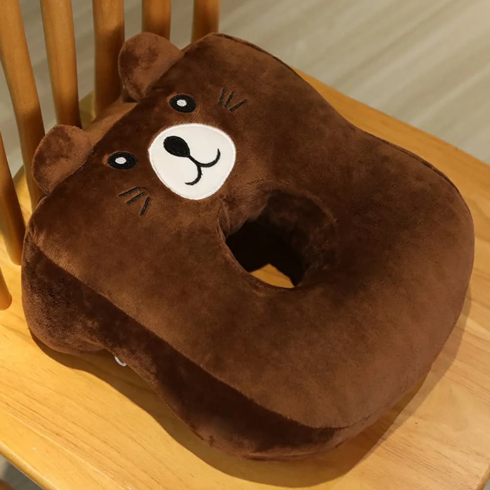 Cuscino Portatile per Pisolino con Foro, Resistente all'Usura, Cuscino da Scrivania con Motivo Animale, Morbido Supporto per il Collo per Studenti