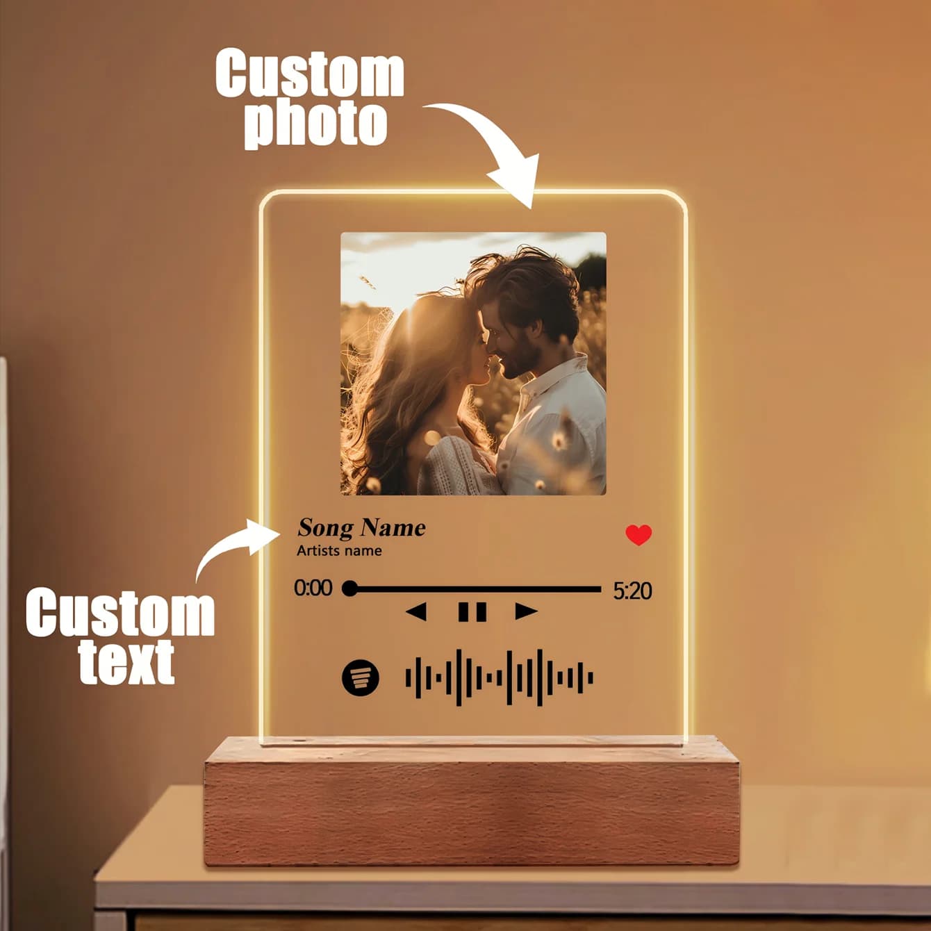 Luci LED per foto personalizzate Luci notturne per camera da letto, luci fotografiche personalizzate, regali di compleanno, per commemorare occasioni speciali.