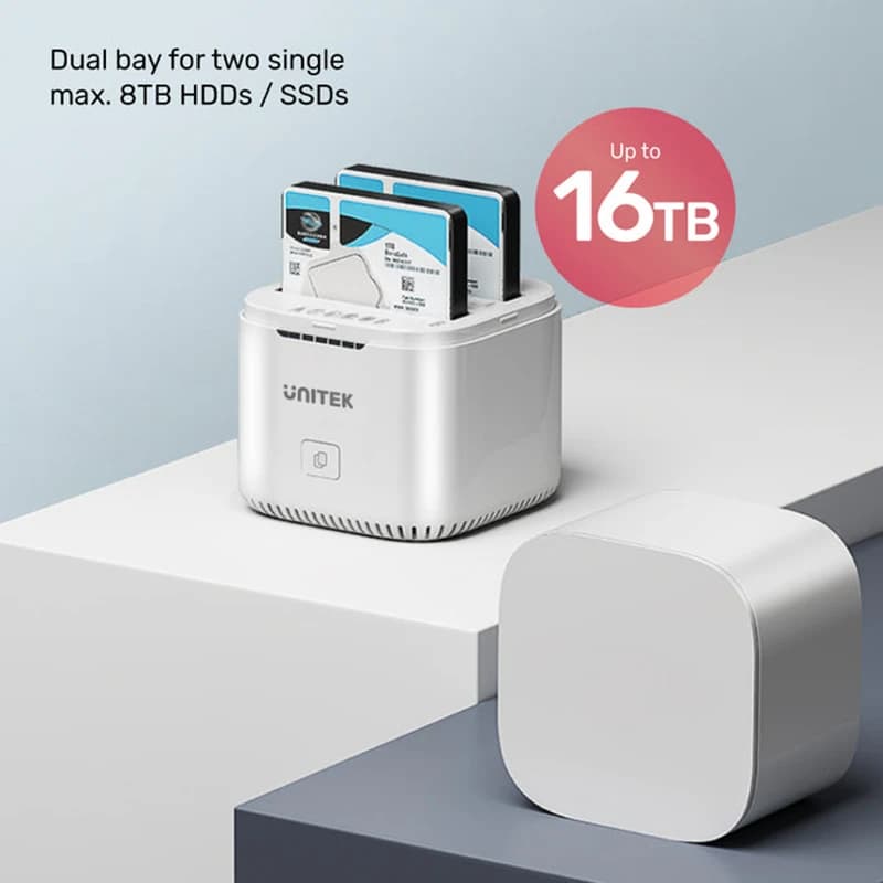 Adattatore dock per disco rigido USB C doppio SATA Tipo-C Stazione HDD SSD da 5 Gbps a 2,5 pollici con clone offline per Windows macOS Linux