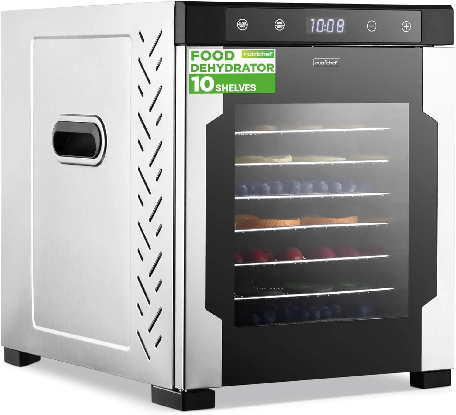 Electric Countertop Food Dehydrator-900-Watt Premium Multi-Tier: Save Time v. 600W. Make Jerky, Dried Fruit/Veggies, Dog