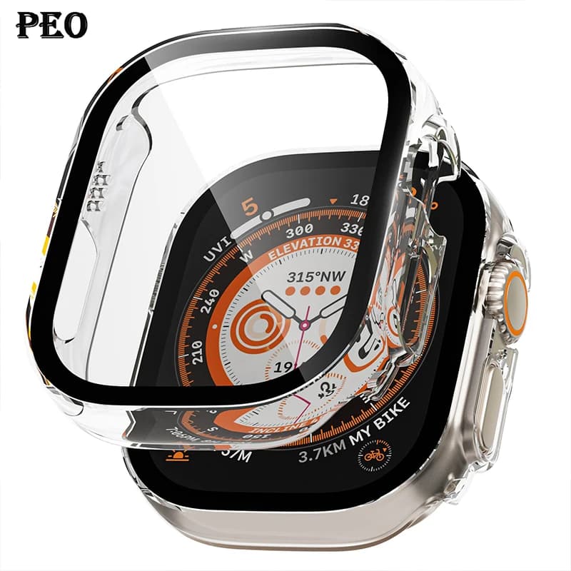 Vetro + copertura per custodia Apple Watch Ultra 2 49mm smartwatch Paraurti + protezione schermo temperato serie iwatch accessori apple watch