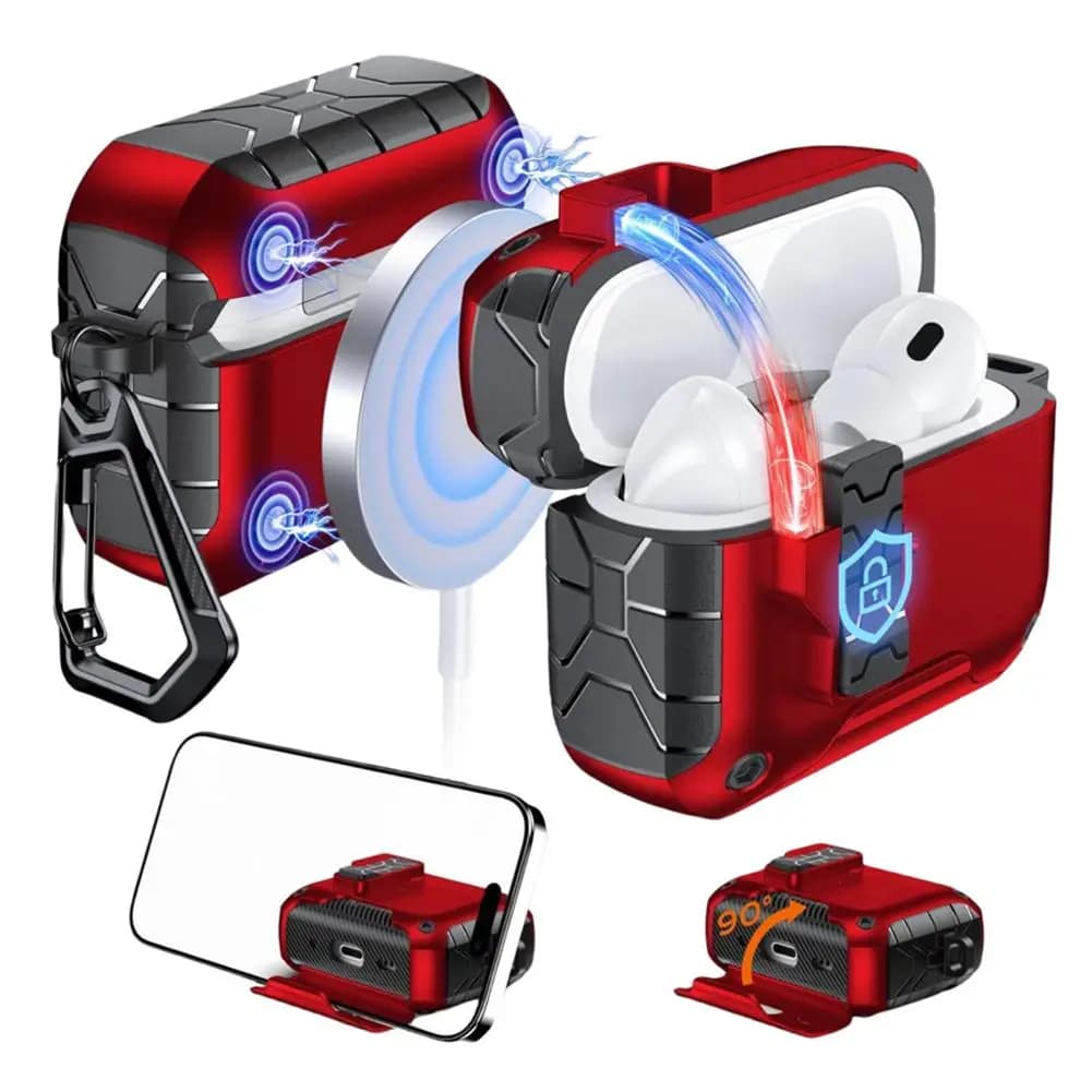 Custodia magnetica con chiusura automatica per AirPods Pro 3 Custodia con supporto per telefono con kit di pulizia e custodia protettiva portachiavi per AirPods Pro 3