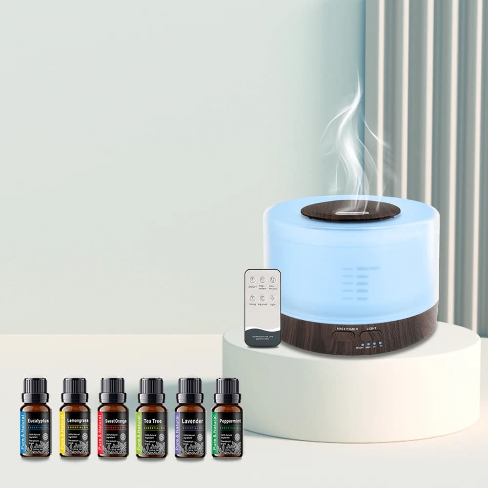 Diffusore di oli aromatici per aromaterapia nominale, timer umidificatore 5 in 1, spegnimento automatico, 6 oli inclusi