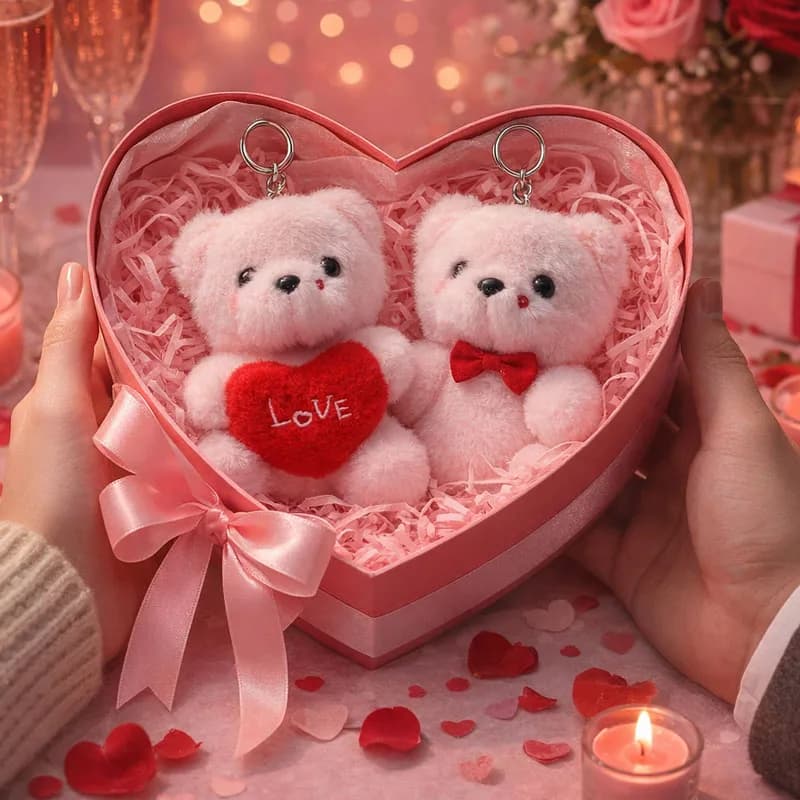 1-10 Pezzi Peluche a Forma di Orso Cartoonesco con Cuore, Morbido Pupazzo Imbottito, Ciondolo per Borsa, Portachiavi, Regalo per Compagni
