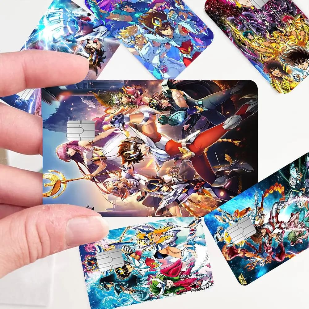 Pellicola Protettiva Adesiva per Carte di Credito e Debito con Tema Anime Giapponese S-Saint Seiya, per Carte Piccole e Grandi, Senza Chip, Lato Frontale