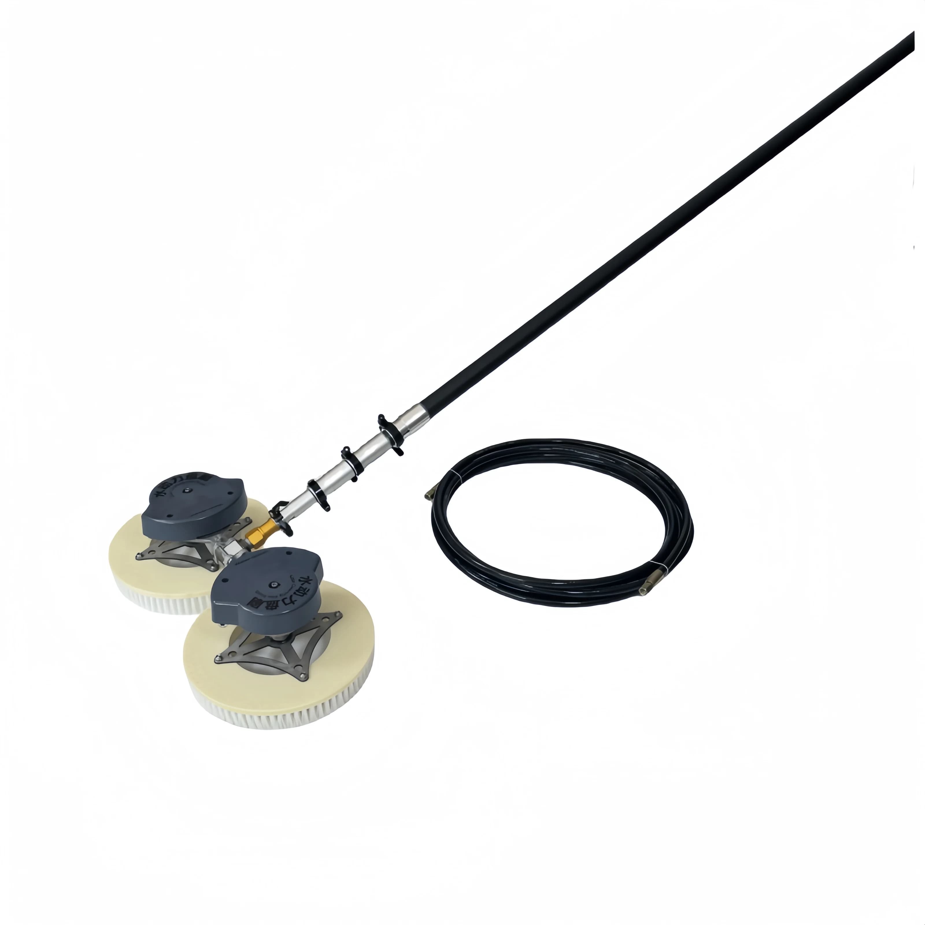 Water Pressure Driven Double Heads With Carbon Fiber Rod Solar Panel Cleaning Brushes For Wholesale