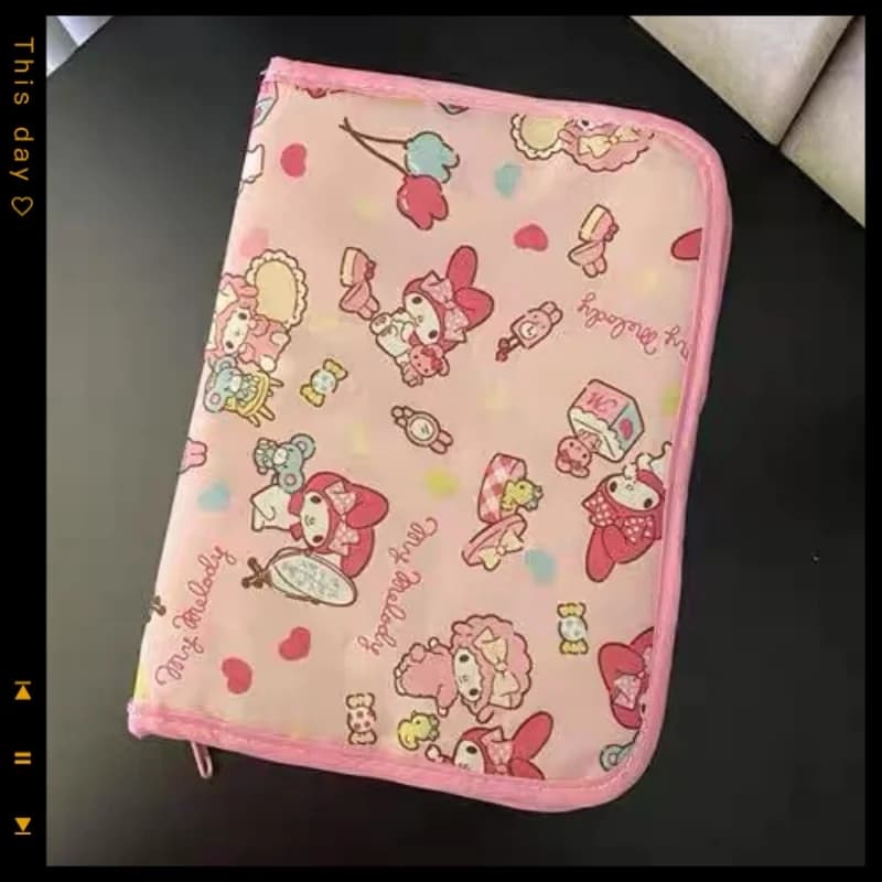 Kawaii sanrio my melody borsa per riporre fatture periferiche anime brochure carino passaporto documenti brochure borsa porta carte femminile