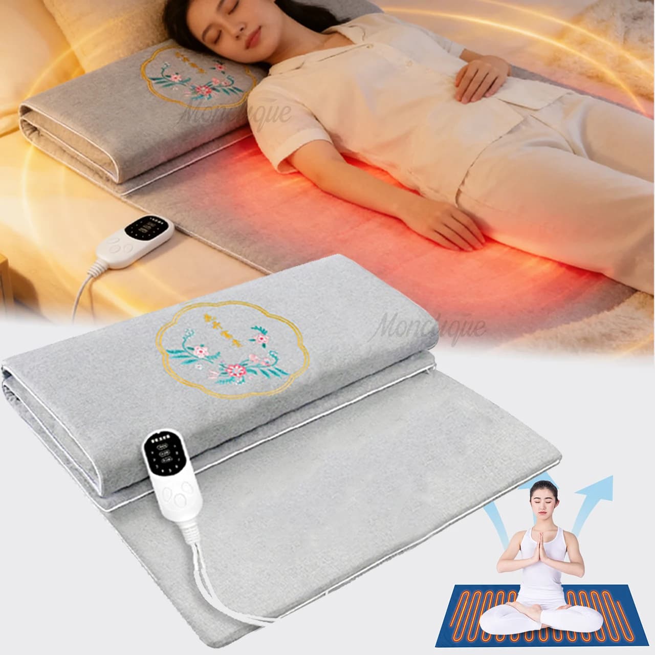 Electric Moxibustion Pad Heating Warm Massage Blanket 9-level Constant Temperature Timing Relaxed Body Helps Sleep Massage Mat