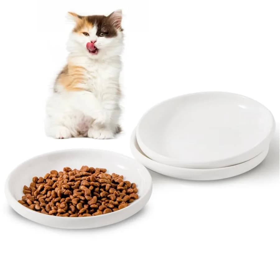 Set di 3 Ciotole in Ceramica per Gatti, 5,5 Pollici, Piatti per Cibo e Acqua, Adatti anche per Cani Piccoli
