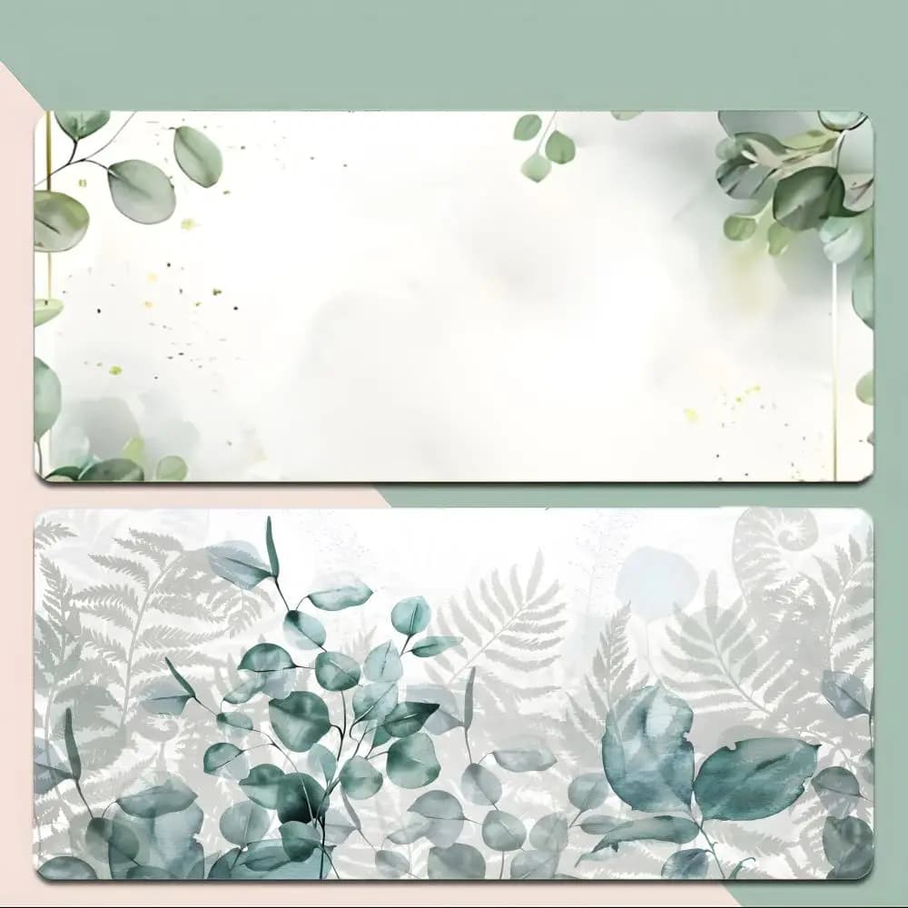 Fresh Eucalyptus Leaves Mouse Pad Thick Stitched Edge Gaming Mousepad Large Non-Slip Desk Mat