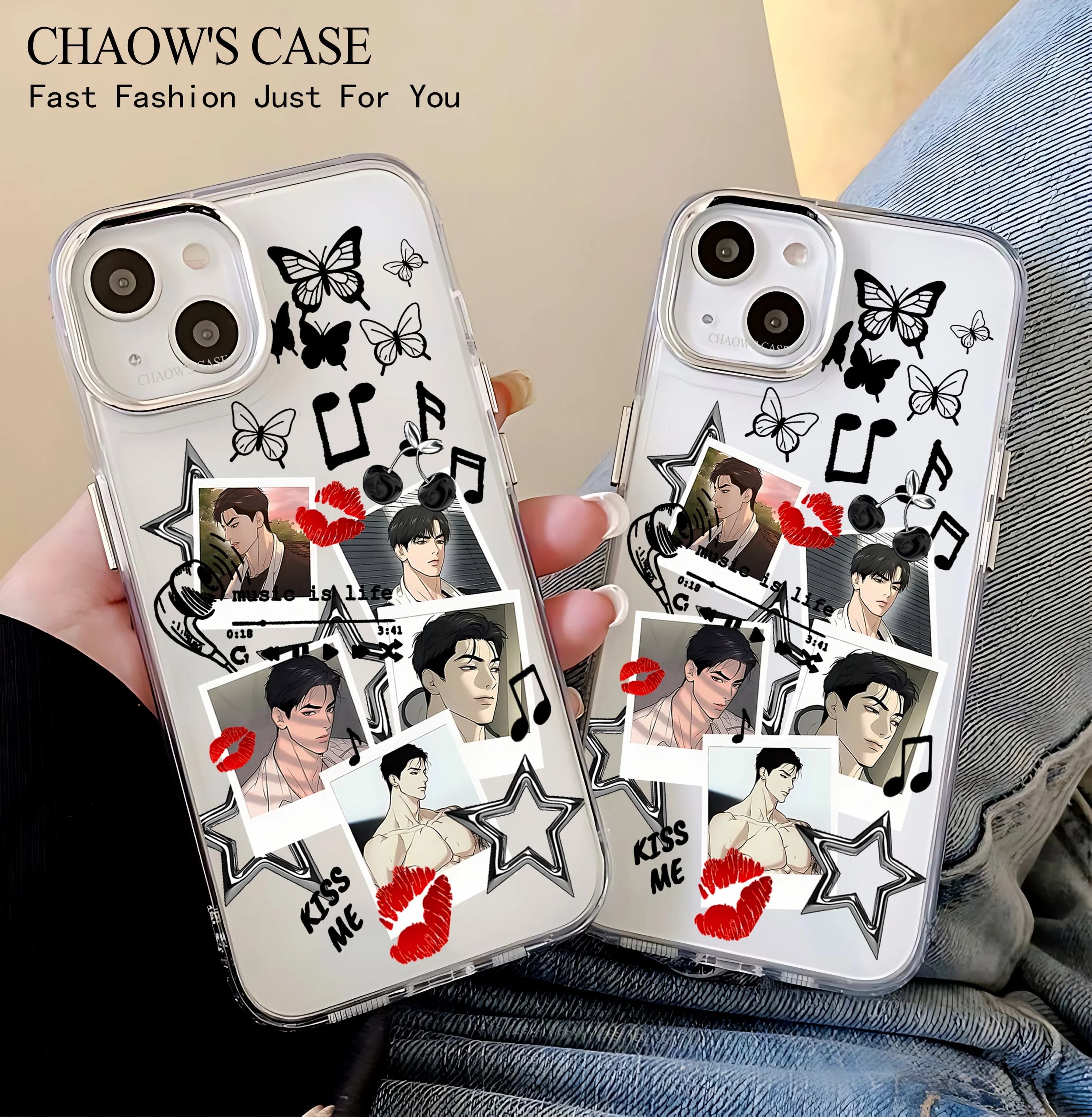 Cover Morbida Trasparente per iPhone 17 16e 16 15 14 13 12 11 mini Pro Max X XR XSMAX 8 7 Air Plus con Design Manga Comic Jinxs