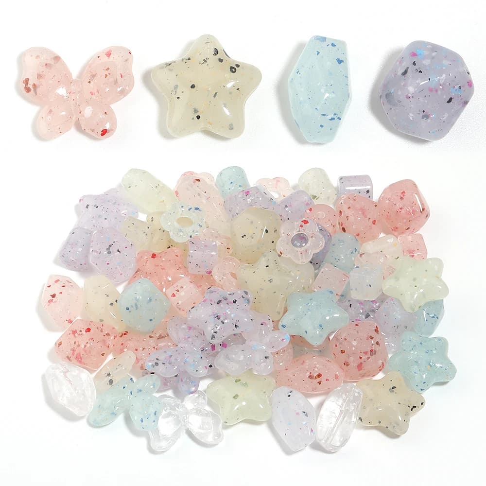 10 pezzi/lotto Perline acriliche a forma di fiore, stella e farfalla colorate, perline distanziatrici sfuse per braccialetti fai da te, portachiavi e accessori decorativi