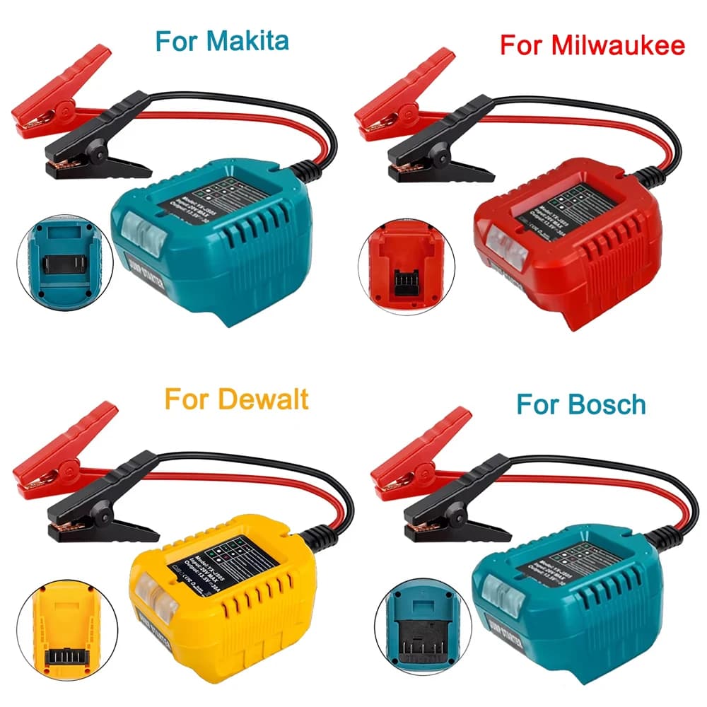 Cavi jumper per Makita/Dewalt/Milwaukee/Bosch 18V Batteria agli ioni di litio Adattatore di avviamento Cavo booster automatico Caricatore accenditore per auto