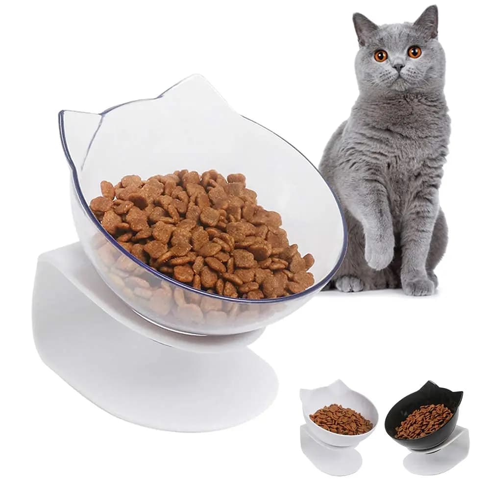 Ciotole Antiscivolo per Gatti con Supporto Inclinato, Contenitore per Cibo e Acqua, Alimentatori Rialzati per Cani e Gatti, Accessori per Animali Domestici