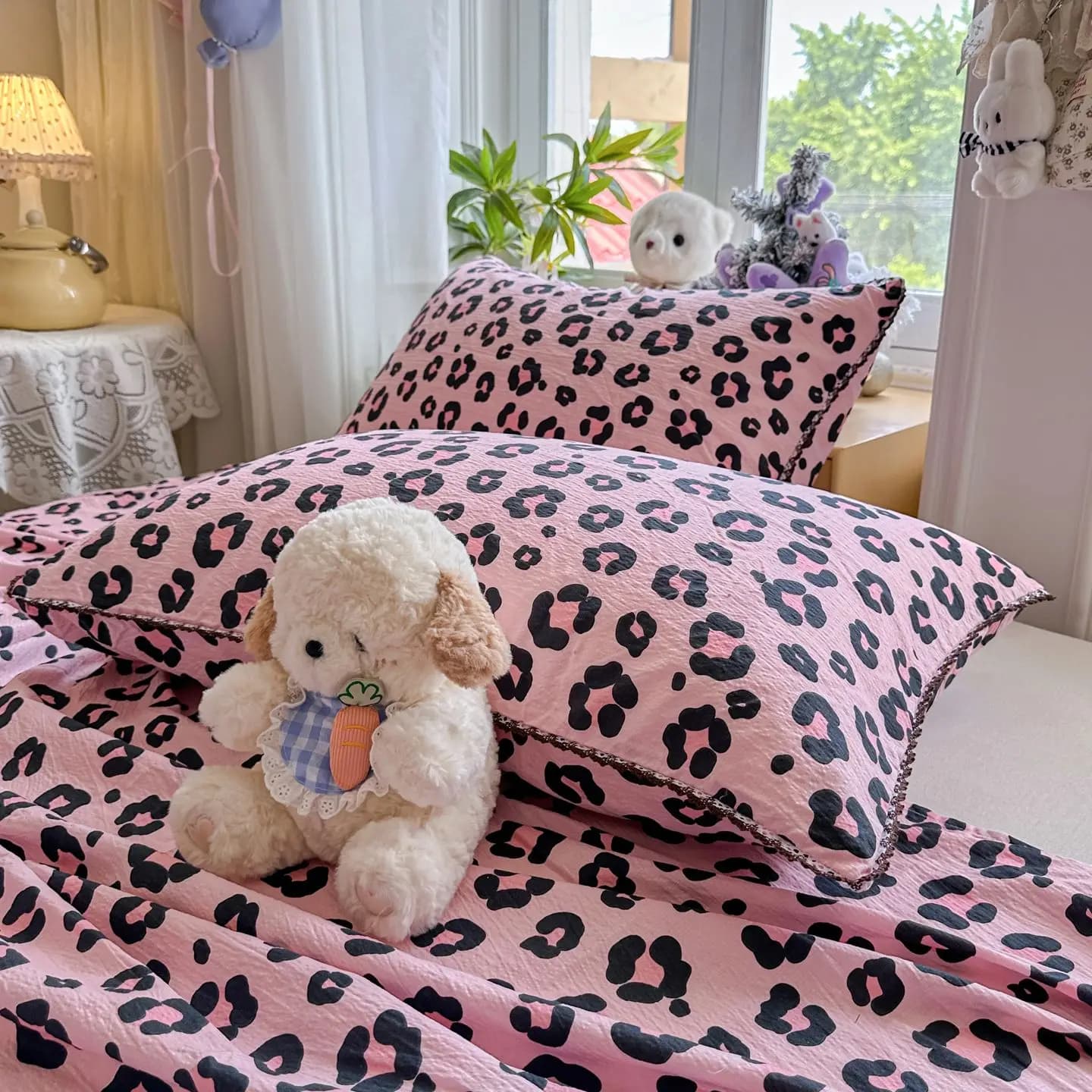 2026 New Ins Korean Bed Flat Sheet, Cartoon Fashion Leopard Print Soft Skin-friendly Sheet Set for Kids Bedrrom, Dormitory Decor
