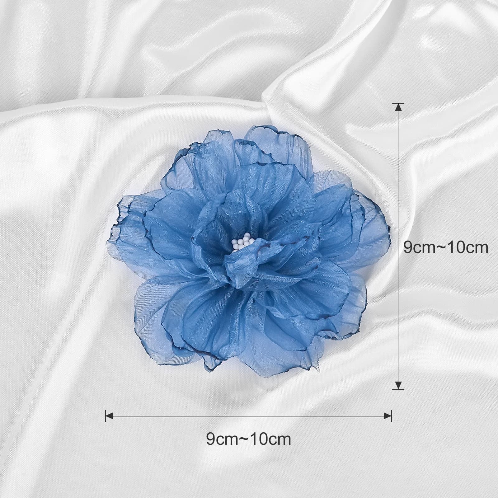 9-10 CM Fiori fatti a mano Toppe Organza Tessuto di chiffon Fiore Perline Centro Fiore fai da te Copricapo Abito Forcina Scarpe Collo Decor