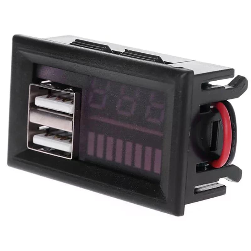 Misuratore di tensione e potenza della batteria 12V, voltmetro digitale per auto, indicatore LED del livello di carica della batteria, per batterie al piombo-acido e al litio
