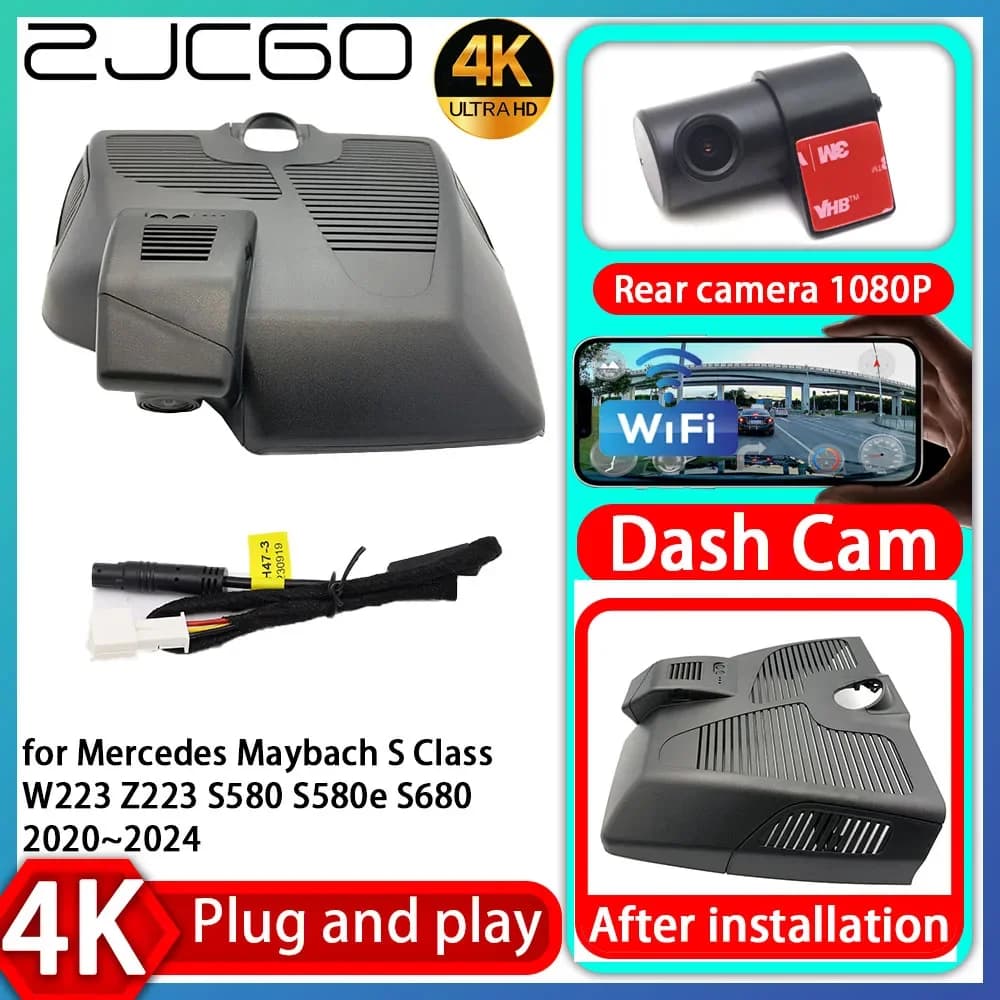 ZJCGO Camera DVR 4K 2160P Plug and Play for Auto, Video Recorder for Mercedes Maybach Class S W223 Z223 S580 S580e S680 2020-2024