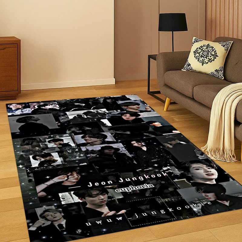 Tappeto morbido Jeon Jung Kook Kpop B-BTS per camera da letto, soggiorno, divano, tappeto antiscivolo per bambini, tappetino accogliente per la casa