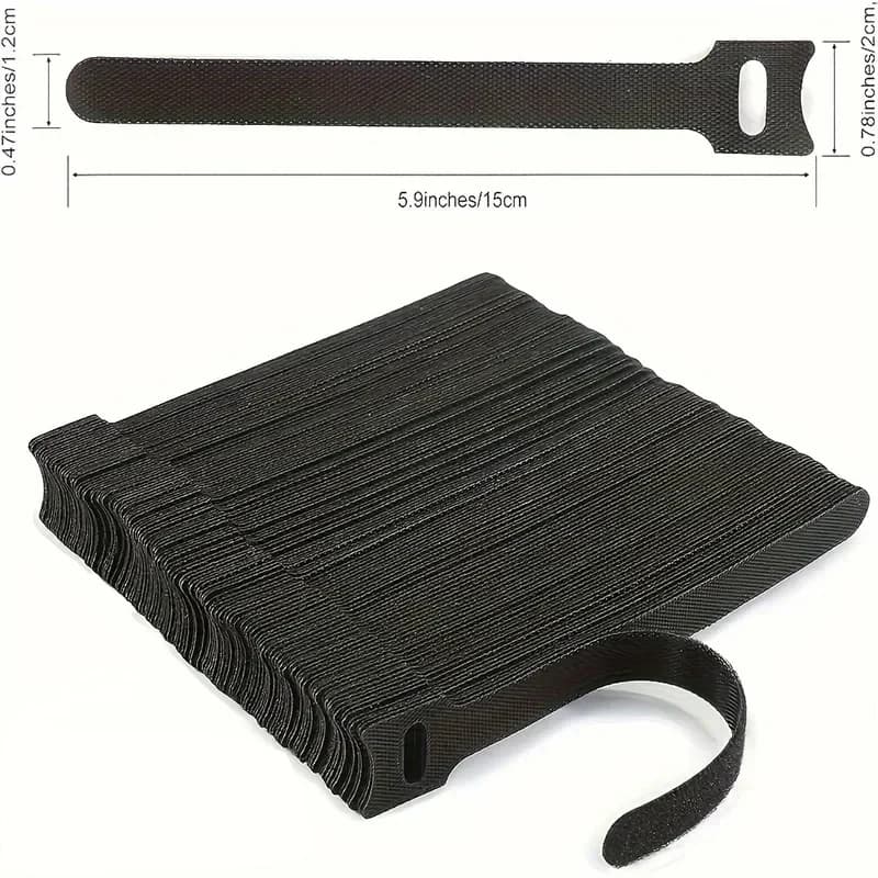 Fascette per cavi in nylon rilasciabili, larghezza 10 mm, per mouse, auricolari, gestione dei cavi, cinghie riutilizzabili con gancio e anello, fascette per cavi da ufficio da 150 mm