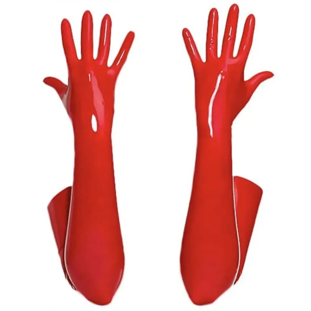 Guanti lunghi in pelle lucida rossa nera Abbigliamento da clubwear da donna Guanti da performance di danza in lattice Wetlook Accessori cosplay