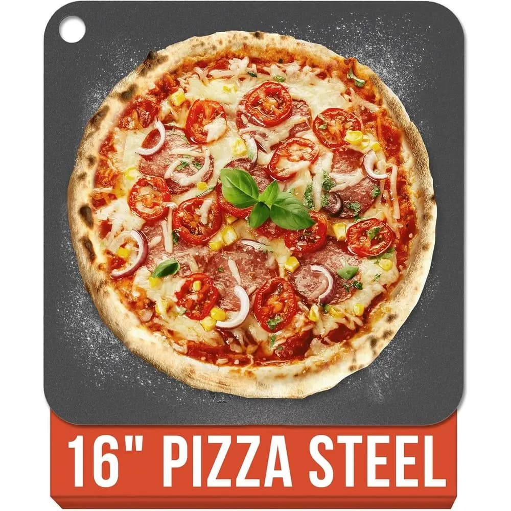 Pietra da Forno in Acciaio da 16 Pollici per Pizza a Crosta Spessa, Griglia, Pietra per Cuocere Pane a Lievitazione Naturale