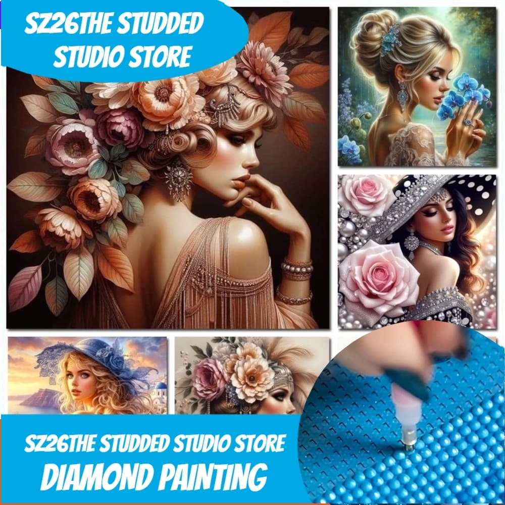 Sz26La tempestata di diamanti pittura bella donna vintage fiori nuove perline ricamo mosaico 5D diamante punto croce kit parete Ar