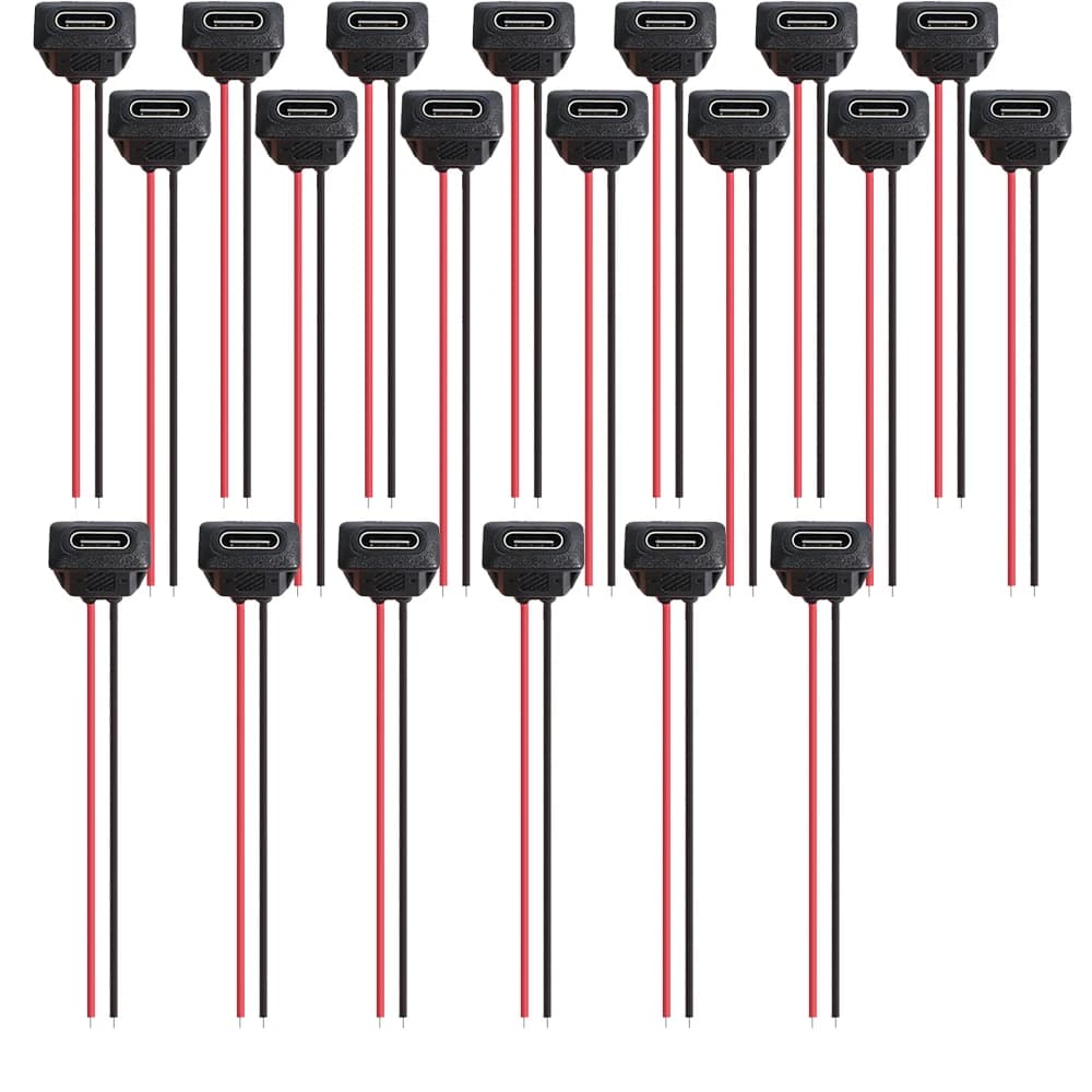 5/10/20pcs Type-C Female Chassis 2 Pin Type-C Female Socket Connector Waterproof Jack Female Charging Port with Card Buckle