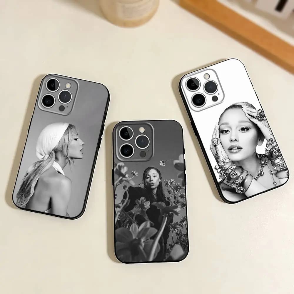 Singer A-Ariana Grande P-Petal Phone Case For iPhone 17,16,15,14,13,12,11 Plus,Pro Max,XS,Soft Silicone Black Cover