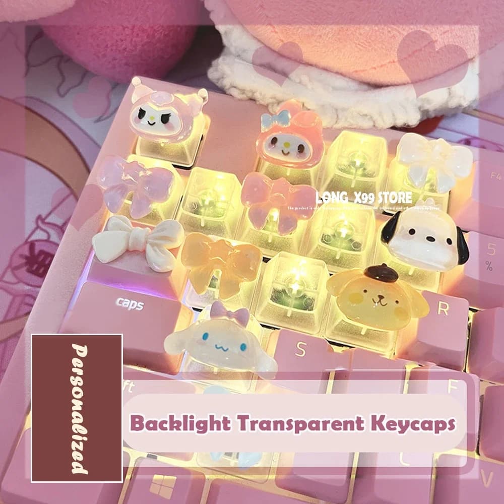 Custom 1 Piece Transparent Pink DIY Custom Mechanical Keyboard Carpet for Cherry MX Switch Game Backlight Keycap
